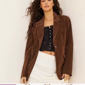 NEW Free People We the Free Papercut vegan blazer brown XS faux suede
